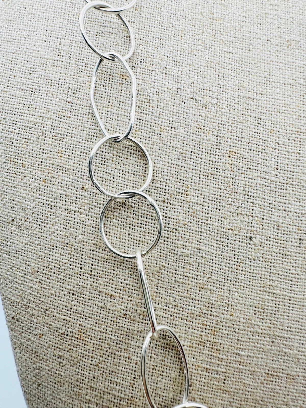 Livior 925 Italy sterling silver oval circle link chain necklace 23.5”