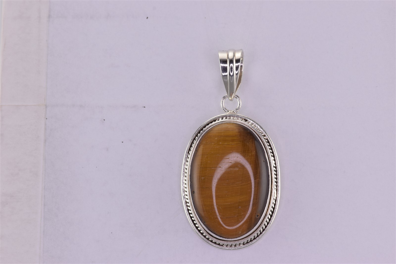 Sterling Silver 41mm x 26mm Oval Framed Tigers Eye Statement 925 Pendant 14g