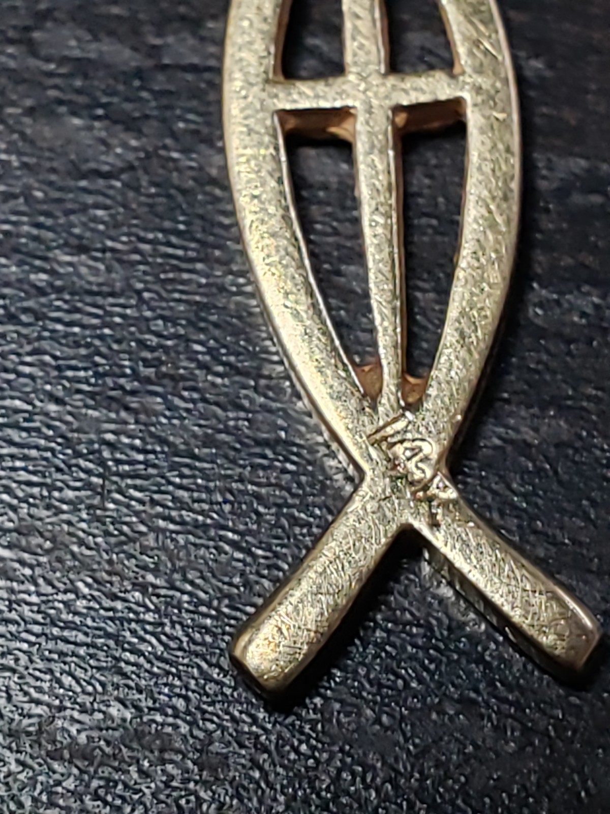 14 Karat Yellow Gold Ichthus With Cross Pendant