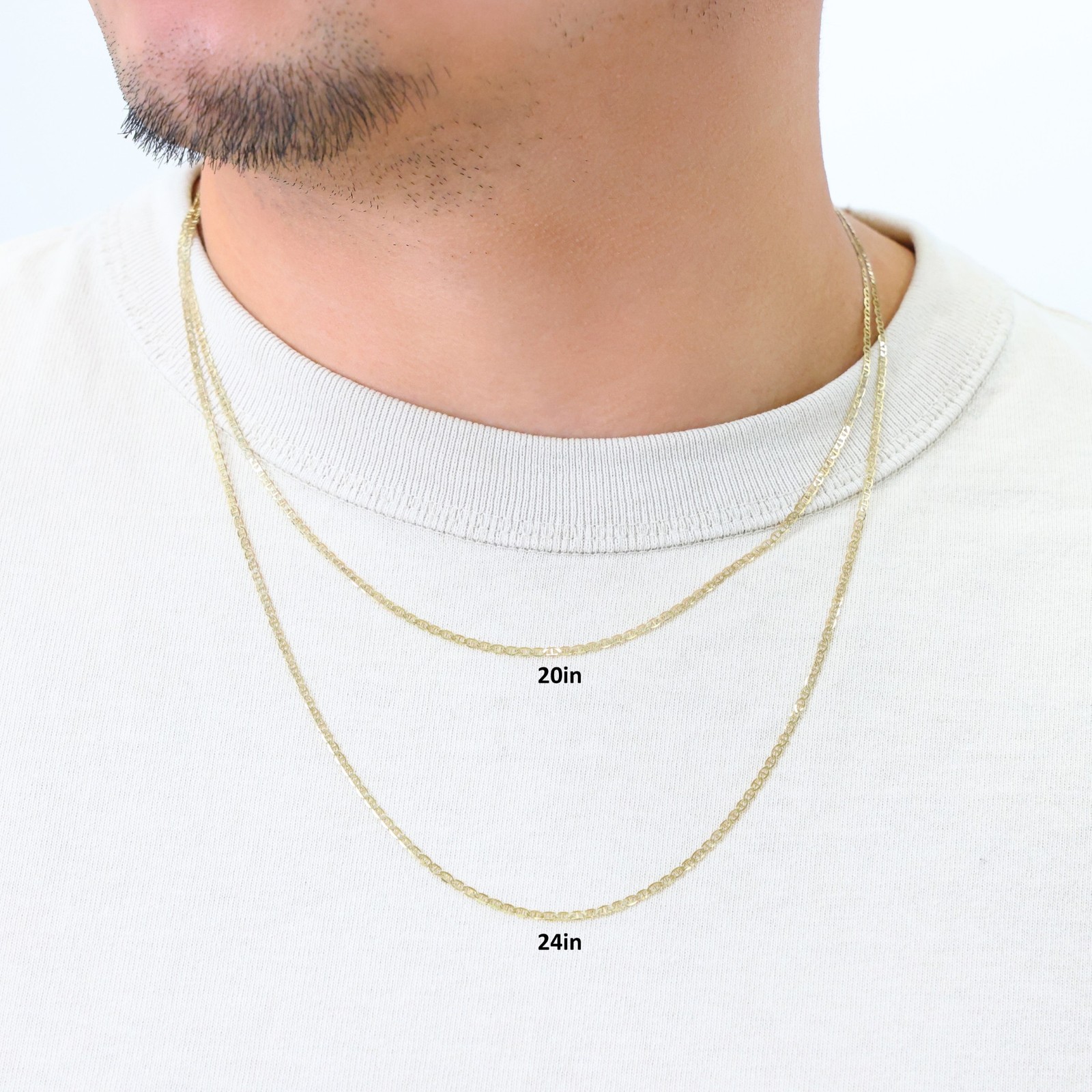 10K Yellow Gold Solid 2mm Mariner Anchor LInk Chain Pendant Necklace 16″- 26″