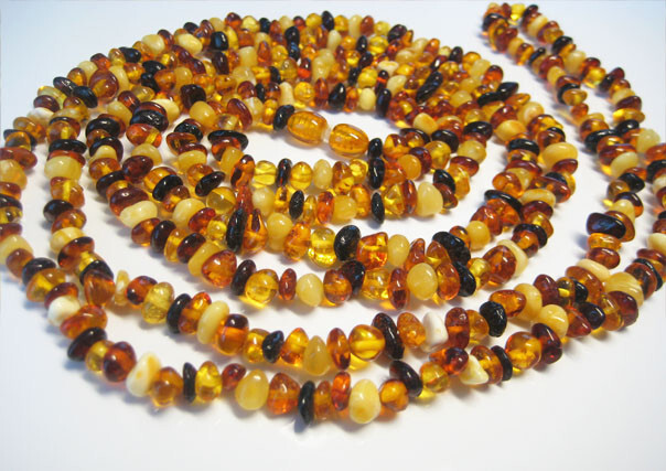 Genuine Elegant Beautiful Multicolor Baltic Amber Necklace 57 in 145 cm !!!