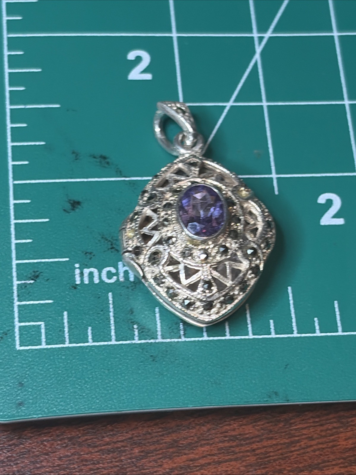 Gorgeous Amethyst Gemstone Vintage Pendant .925 Sterling Silver jewelry