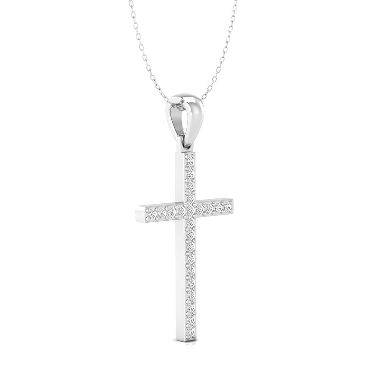 Round Cut Lab Grown Diamond 14K Gold Minimalist Cross Fine Pendant For Gift