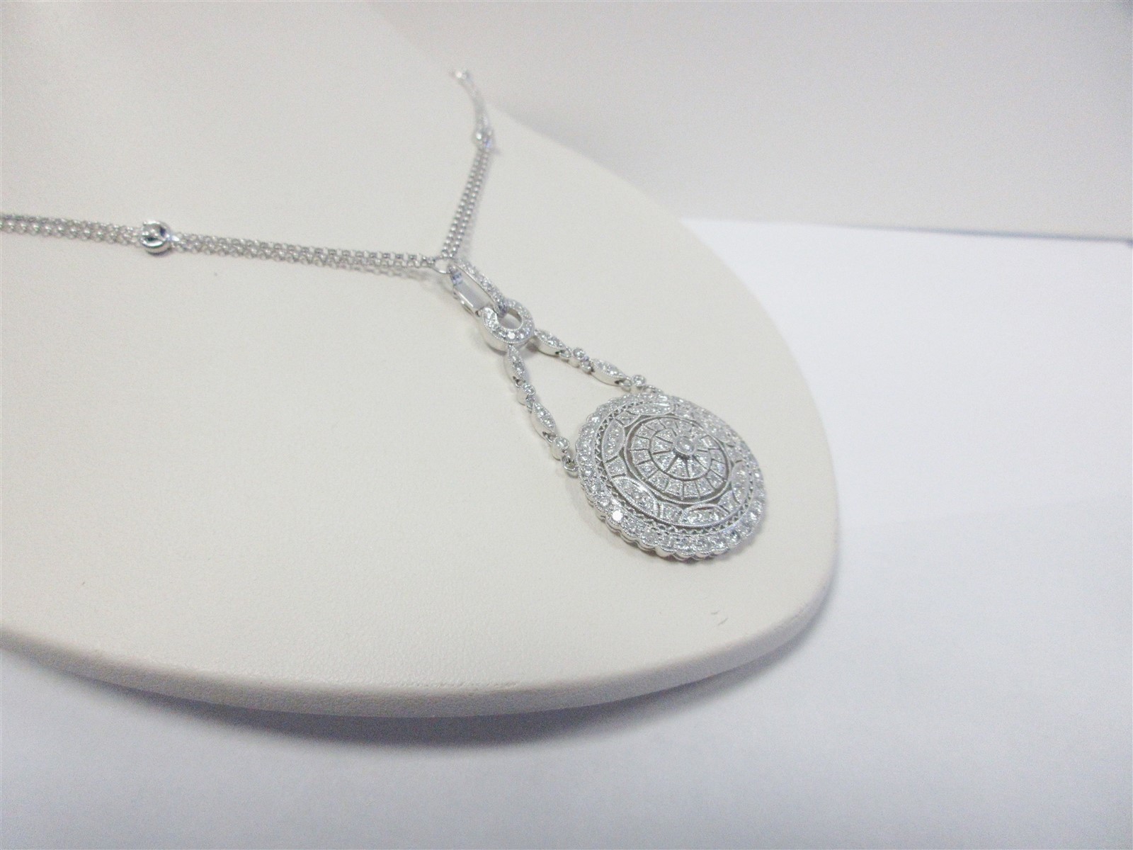 18k White Gold Diamond Necklace Bride Gift Wife Enhancer Diamonds Chain 16″ N254