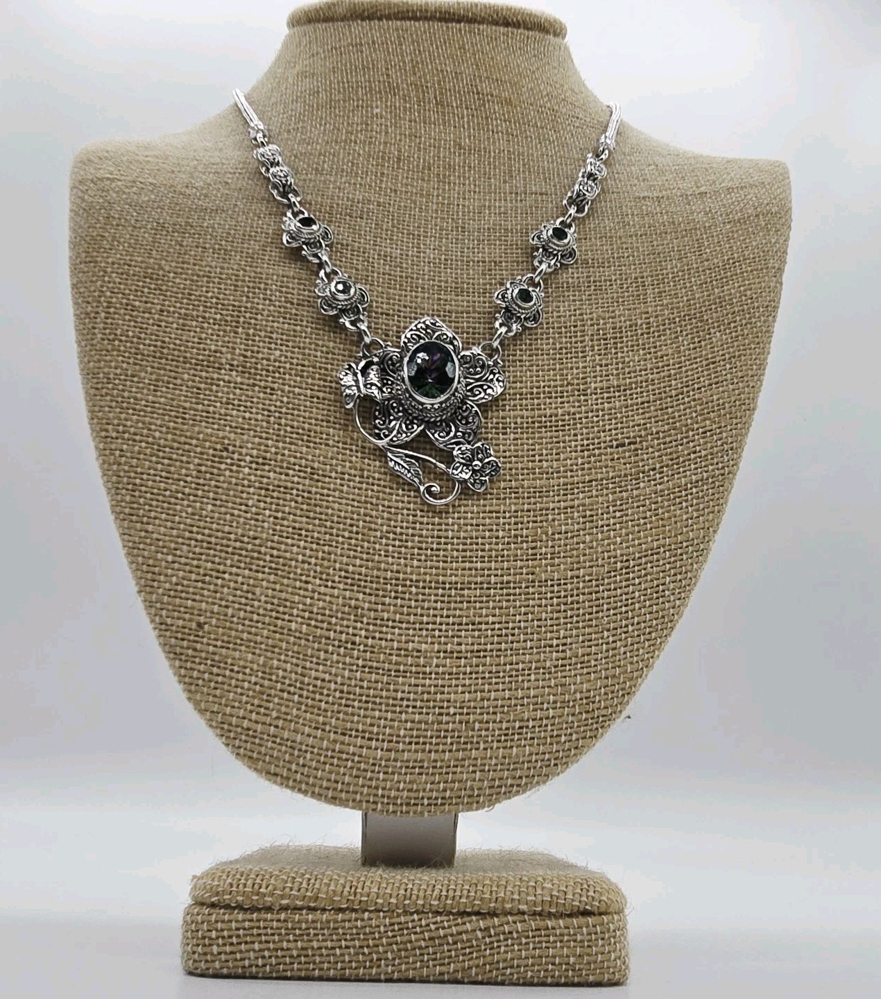 Sarda Wildflower Necklace Mystic Quartz Topaz Bali Sterling Silver 925 Flower