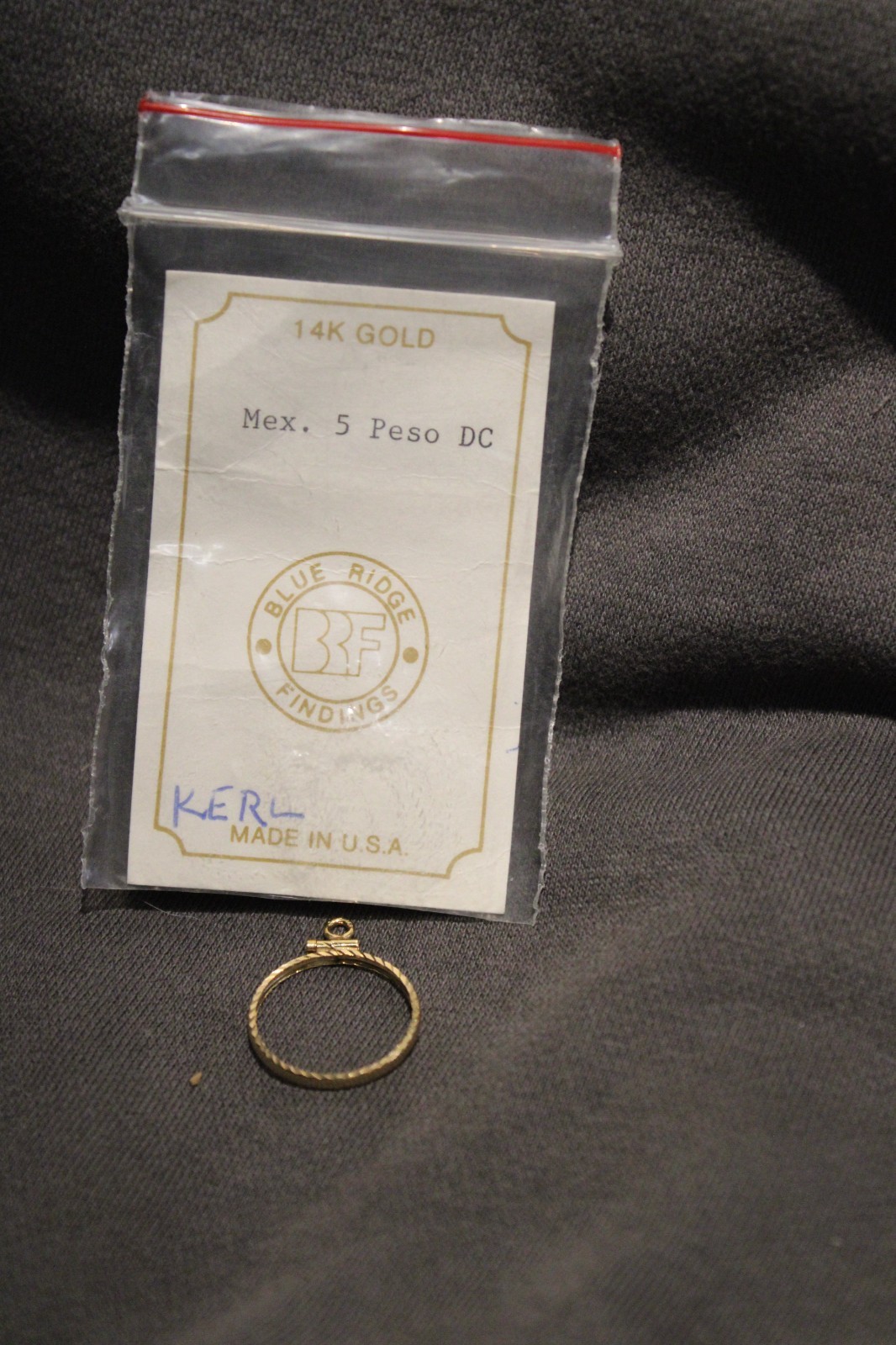 14K BEZEL FOR MEXICO 5 PESO GOLD COIN. SCREW TOP / DIAMOND CUT. N.O.S.!