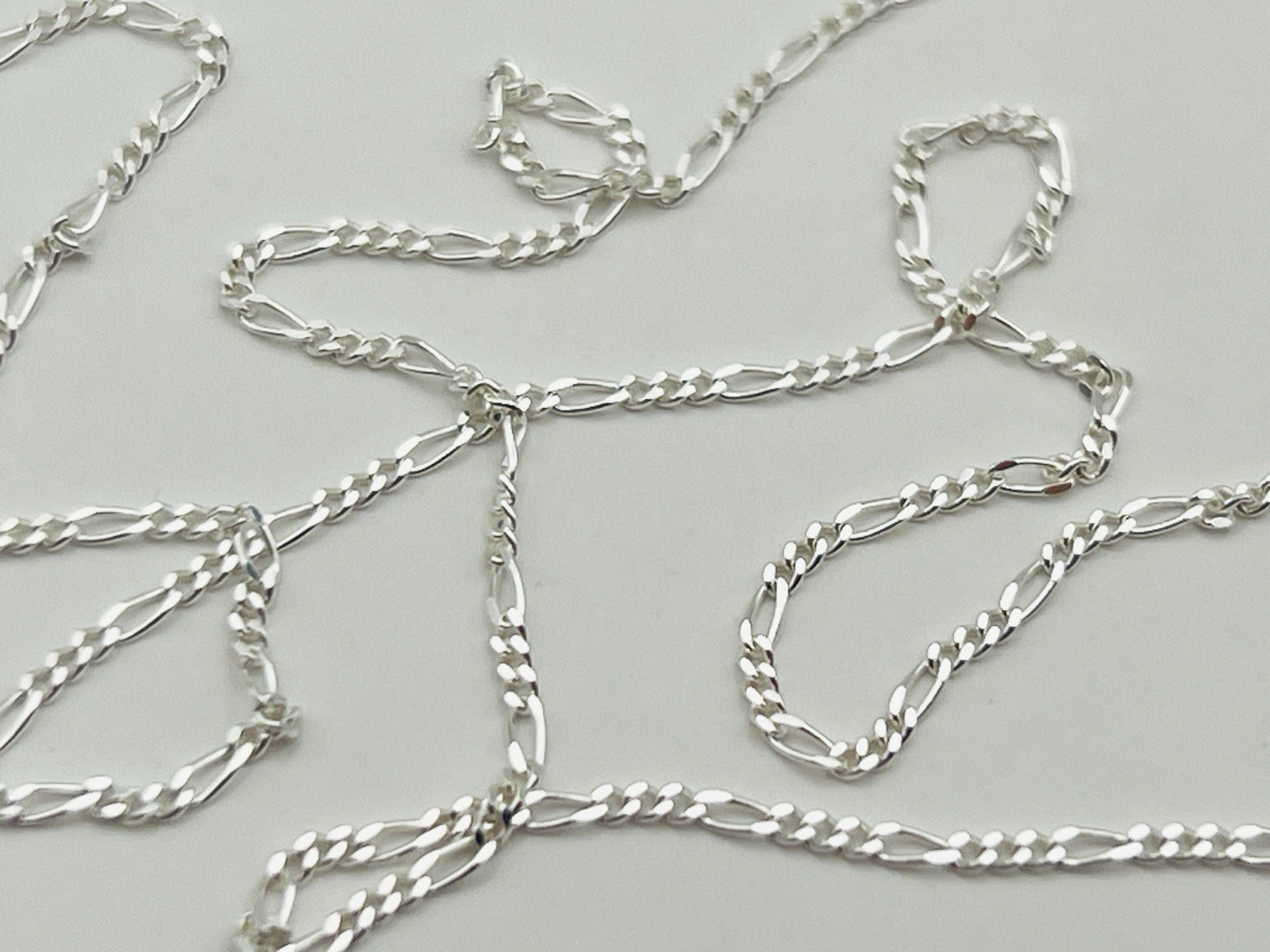 Sterling Silver 1mm Figaro Link Chain Necklace 18 Inches