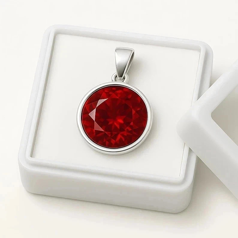 Certified 10 Ct Burma Natural Red Painite Pendant in 925 Silver Gift Jewelry