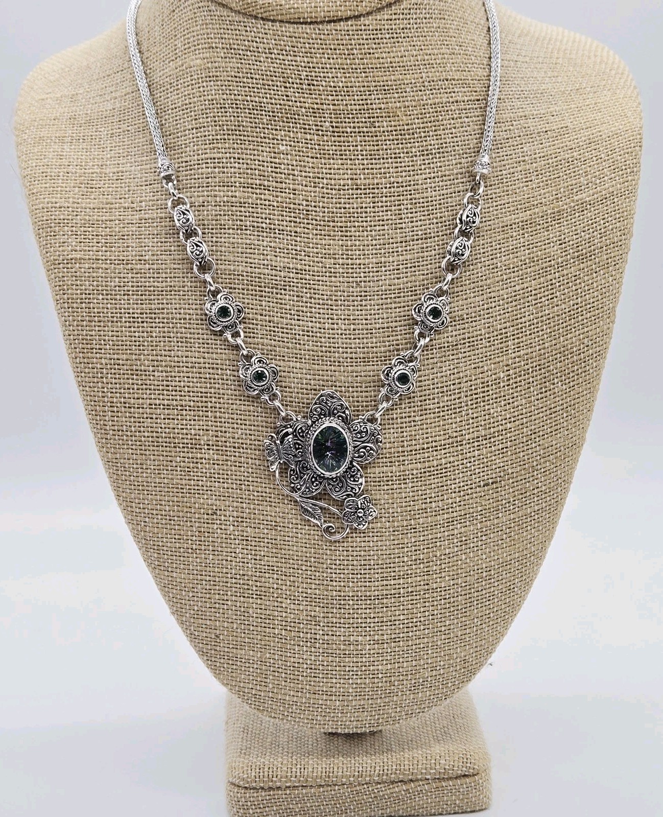 Sarda Wildflower Necklace Mystic Quartz Topaz Bali Sterling Silver 925 Flower