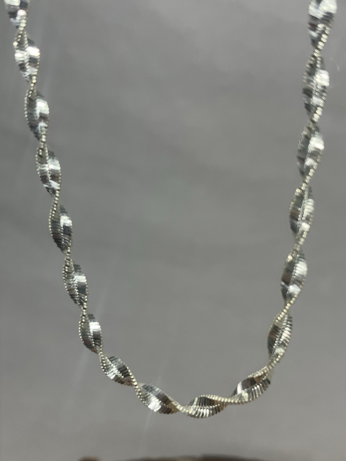 Italy 925 sterling silver chain necklace Diamond Cut Twist Rope Design Sparkle