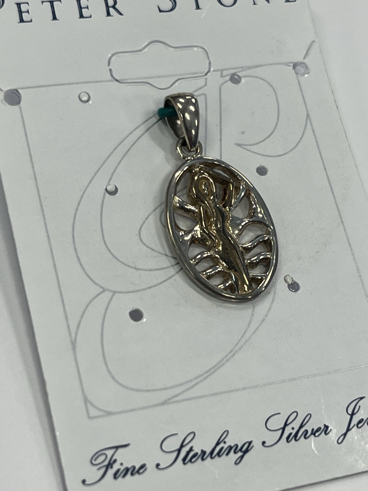 Peter Stone 925 Vintage Nile River Goddess Silver & 14k Gold Inlay Pendant
