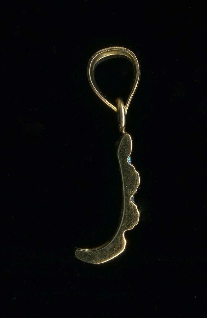 New 10K 20mm Solid Yellow Gold Round Natural Diamond 3 Stone Ribbed Pendant *JB