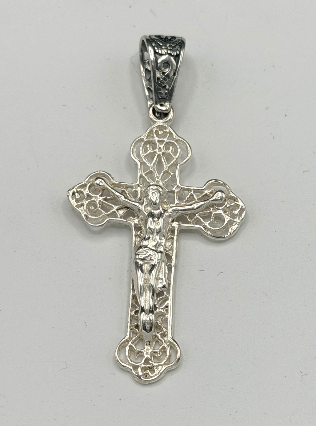 AGI Italy 925 Sterling Silver Crucifix Cross Pendant Religious 2.5″ 6.7g