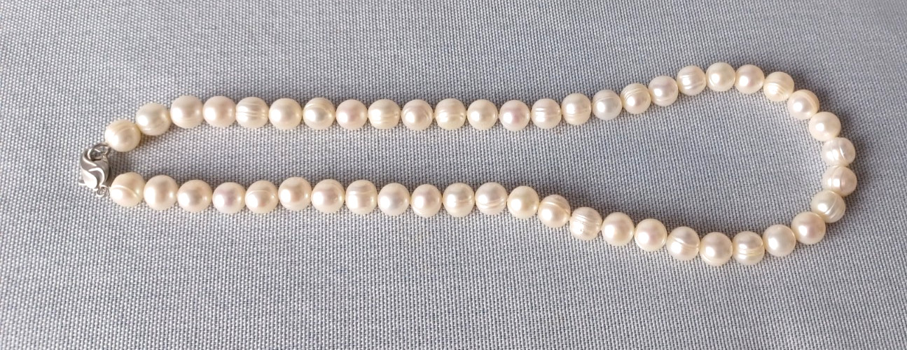 Pearl Collar Necklace Sterling Silver 925 Clasp Freshwater Pearls Signed