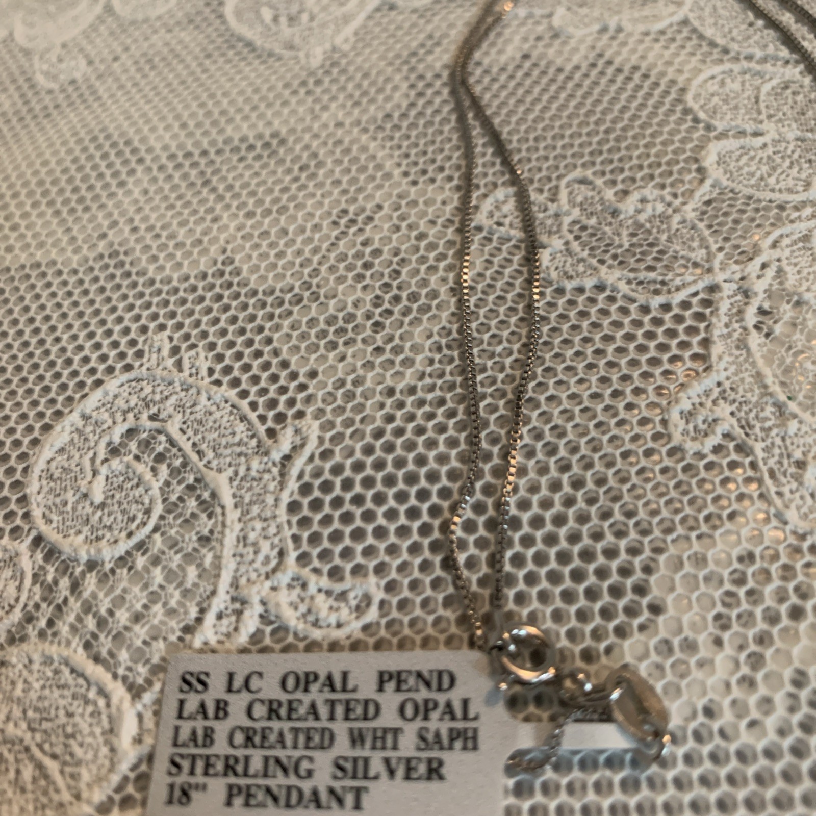 New Opal & White Sapphire Lab Created Sterling Silver 18″ Pendant Necklace