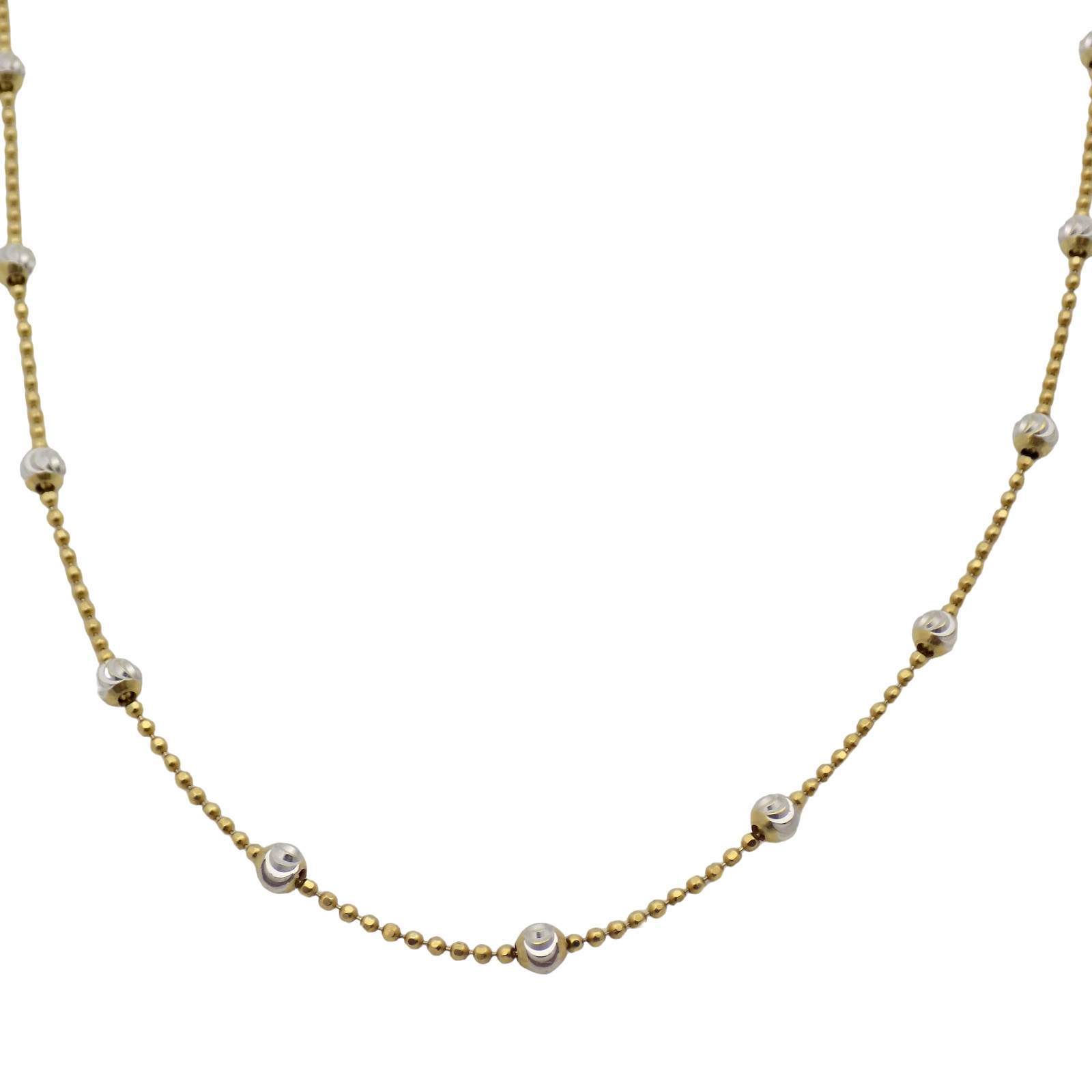 ITALIAN STERLING SILVER 18″ GOLD TONE BEADED 3MM NECKLACE 4.3GR #1611