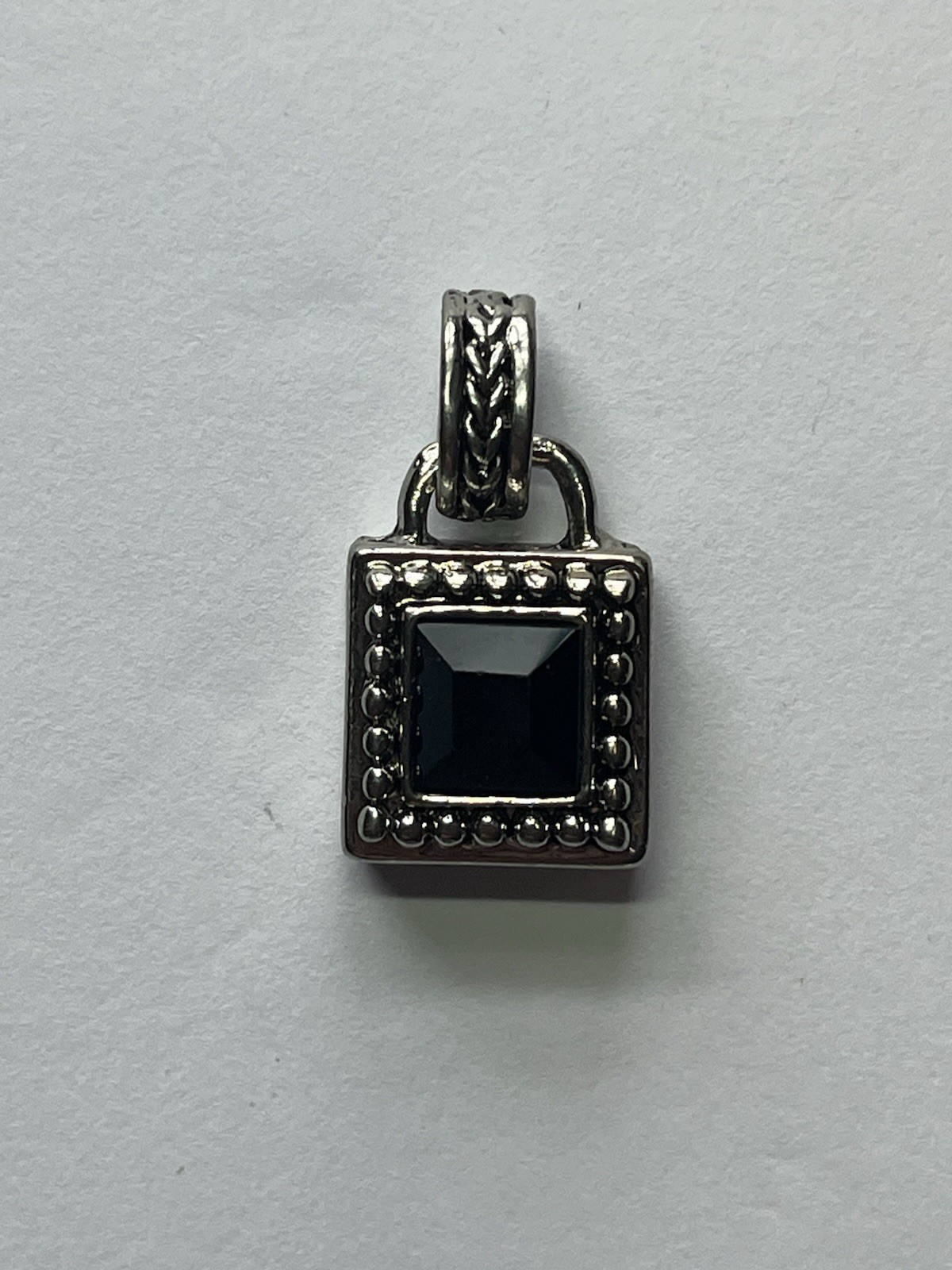 Beautiful Black Onyx Square Silver Pendant Detailed Design