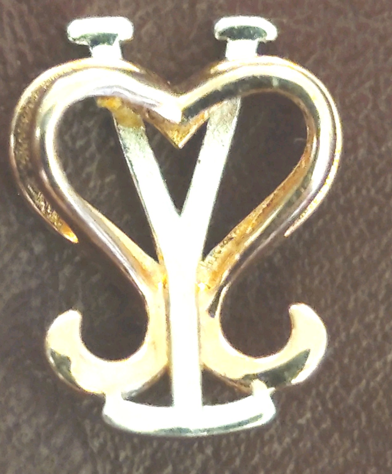 She-Said-Yes “Love Symbol” Round Cut 10k Solid Rose & White Gold Pendant (0.7gr)
