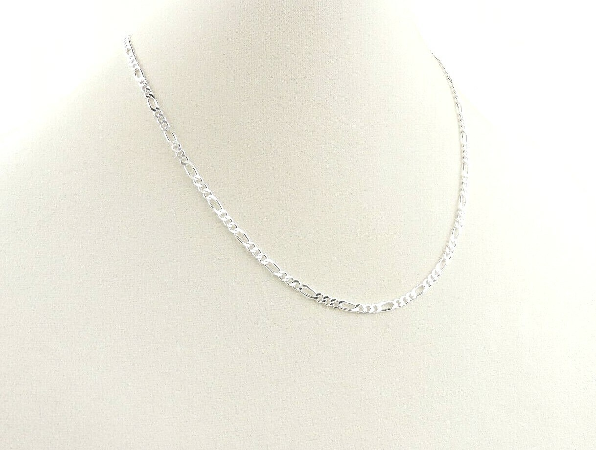 Sterling Silver 3 mm 080 Gauge Figaro Necklace 16″ – 30″ – Free Gift Packaging