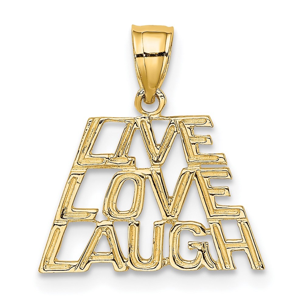14k Yellow Gold LIVE LAUGH LOVE Charm Pendant 0.75gm L-0.44 in,W-0.64 in