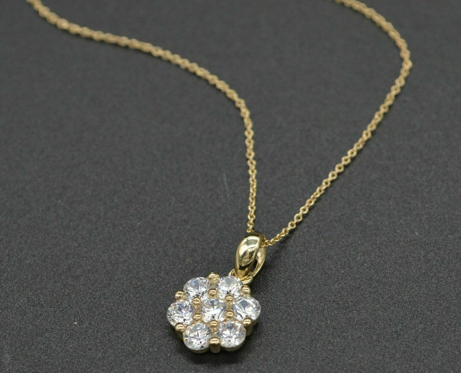 2Ct Round Lab Created Diamond Cluster Flower Pendant 14K Yellow Gold Plated