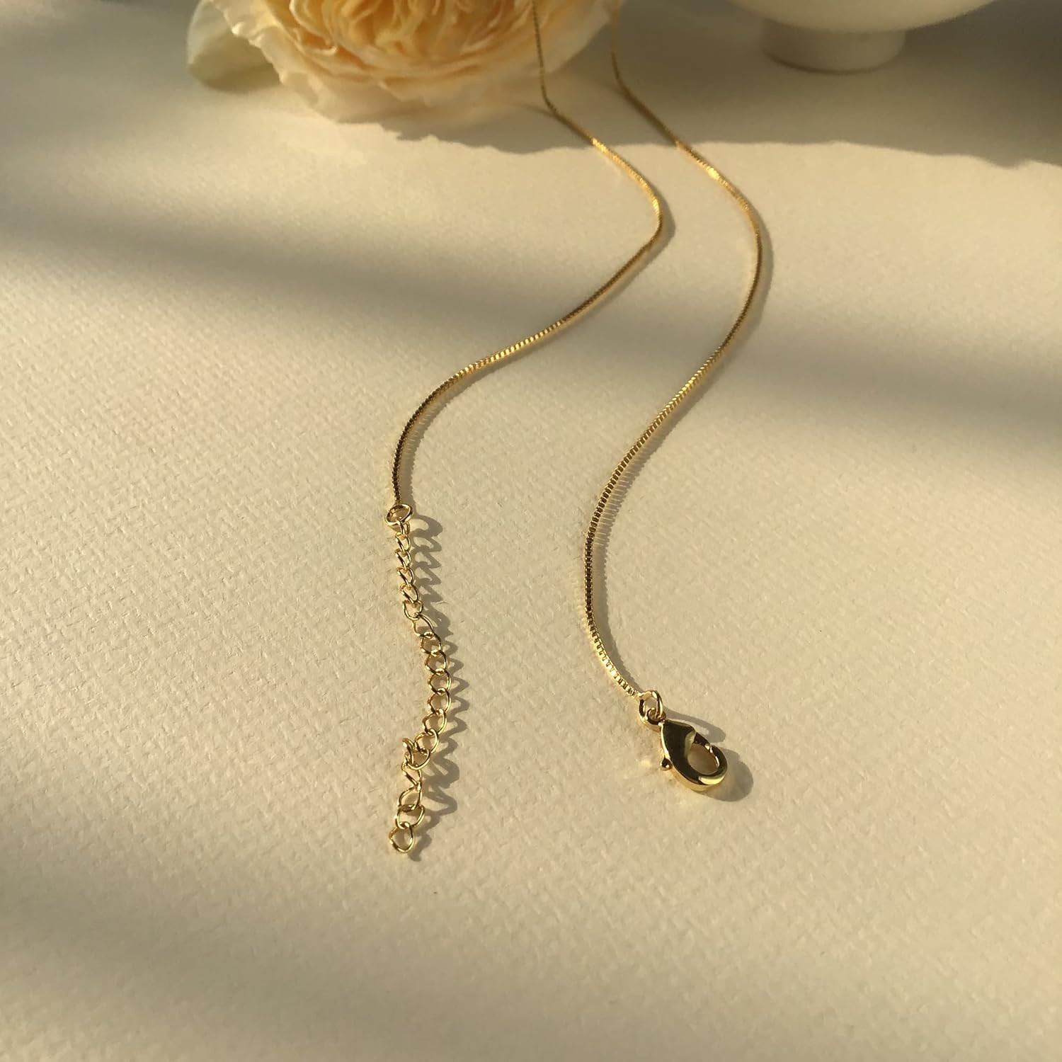Minimalist Thin Gold Chain 18K Gold Thin Box Chain Necklace Short Small Gold Cha