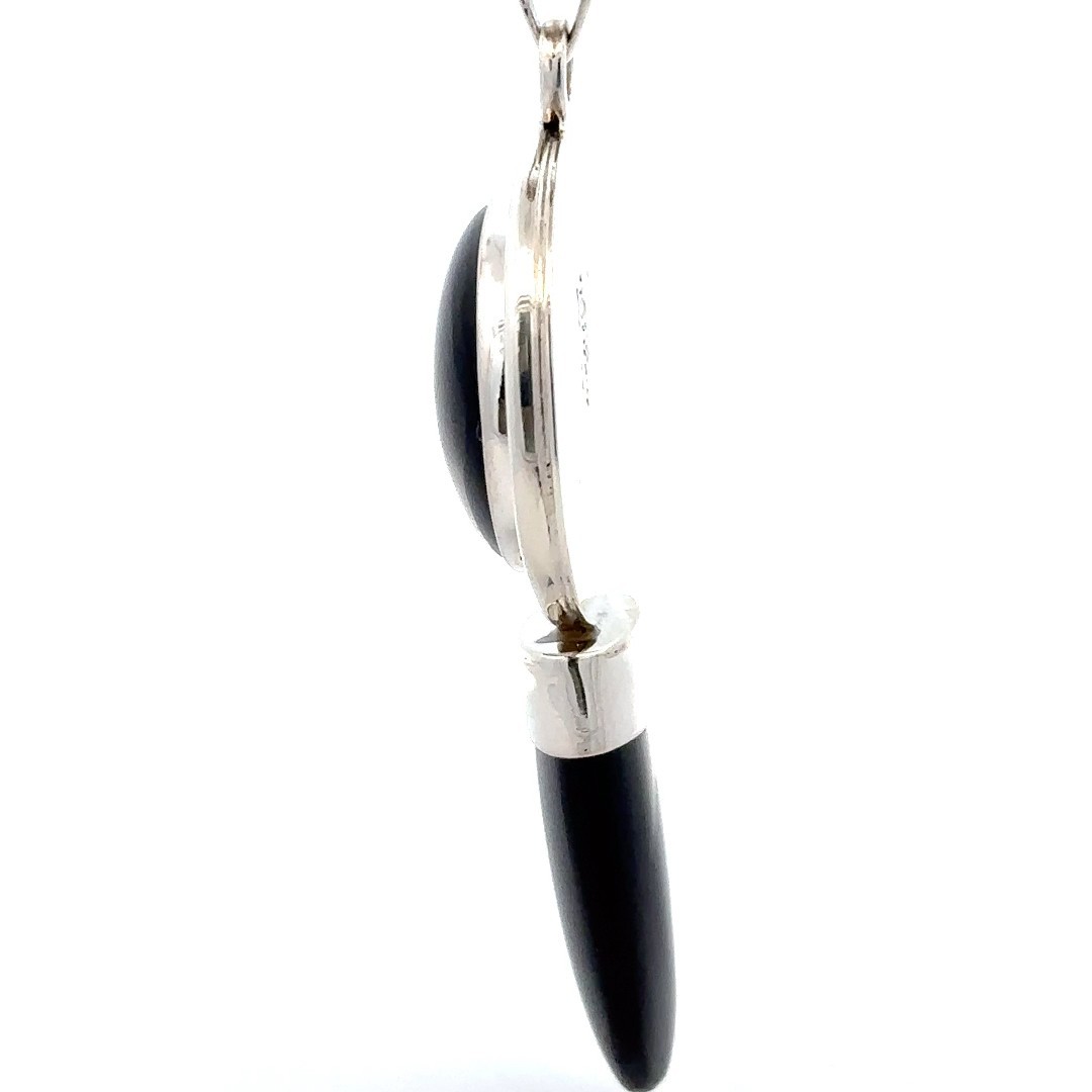 Sterling Silver Black Onyx Pendant (1 1/2 x 3 1/4 Inch)