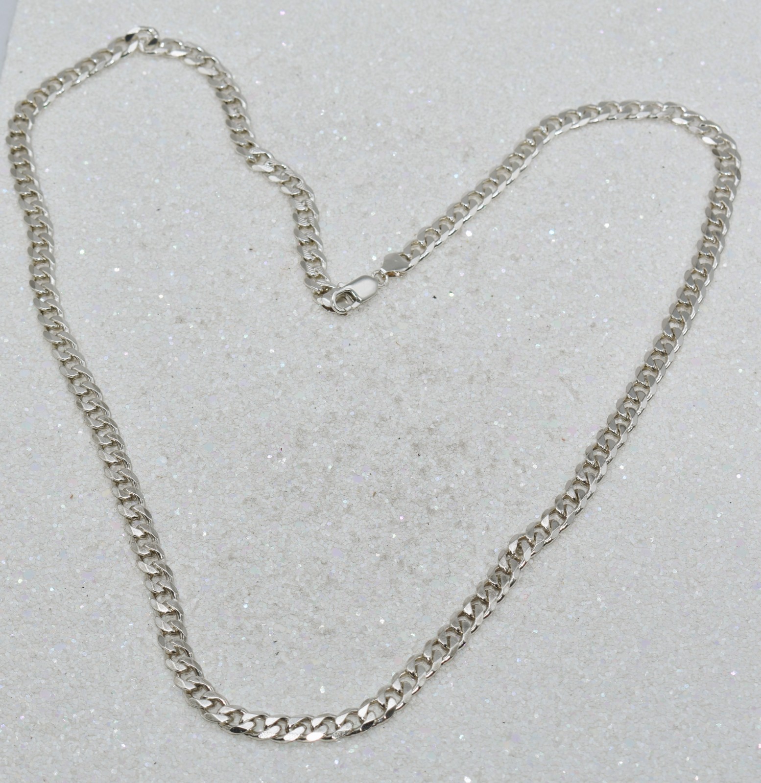 Italian Curb Link 7 mm High-Polish & Textured Sterling Silver Chain 70.5 g 30 in