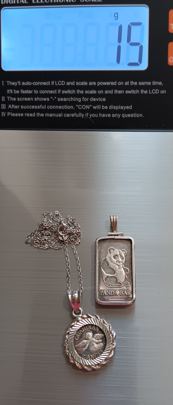.999 Guardian Angel Necklace and Liberty Mint Panda Pendant