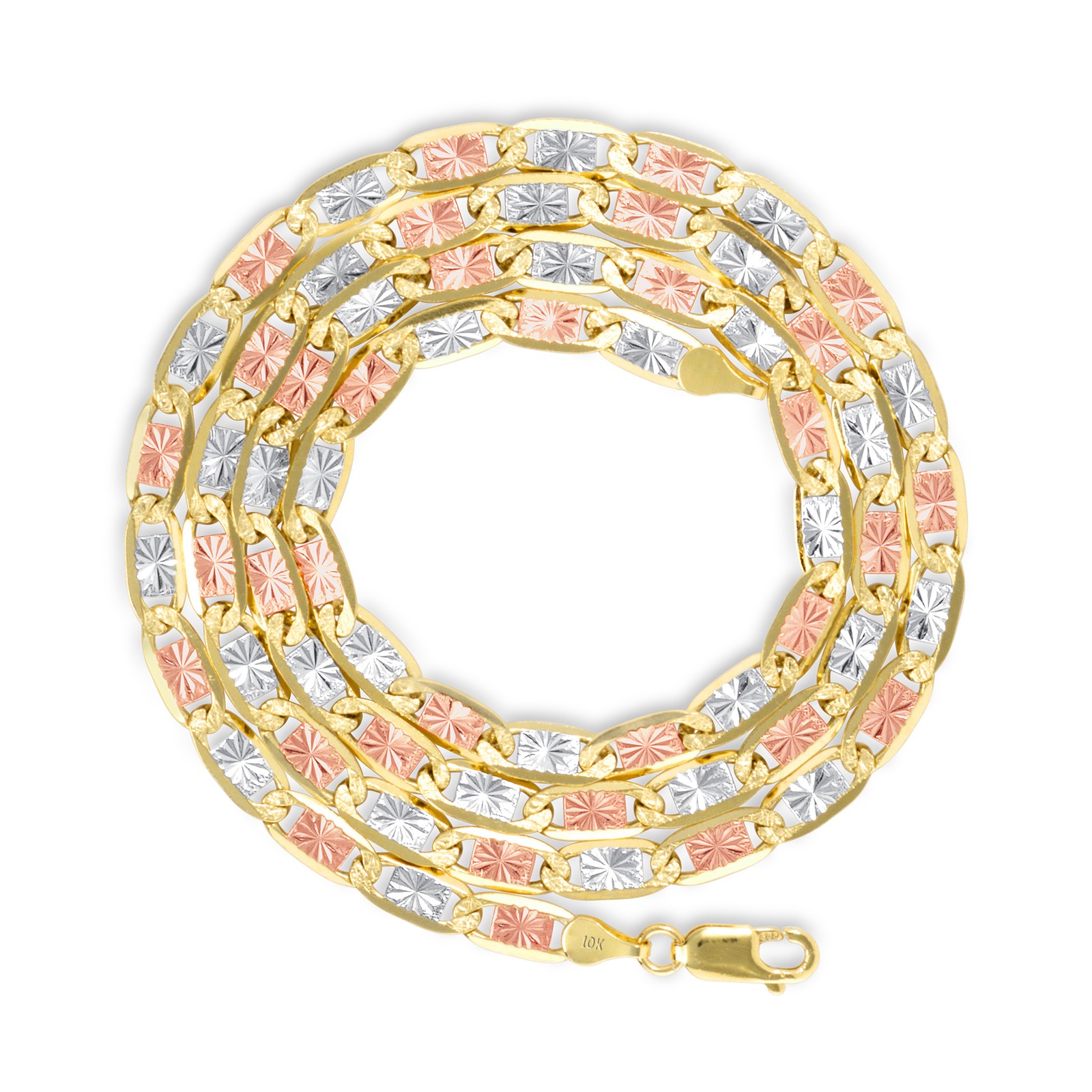 10K Yellow Rose White Gold 1.5mm-5mm Valentino Chain Necklace Bracelet 7″- 26″