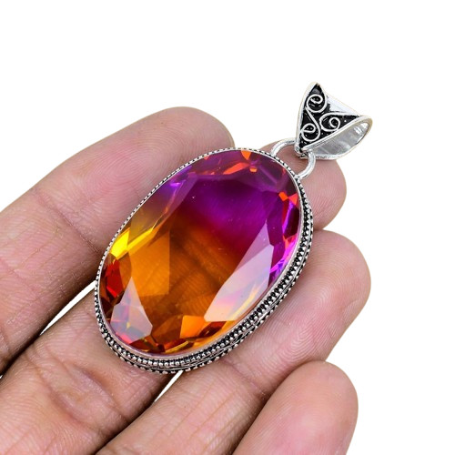 Awesome Ametrine Gemstone Handmade 925 Sterling Silver Jewelry Oval Cut Pendant