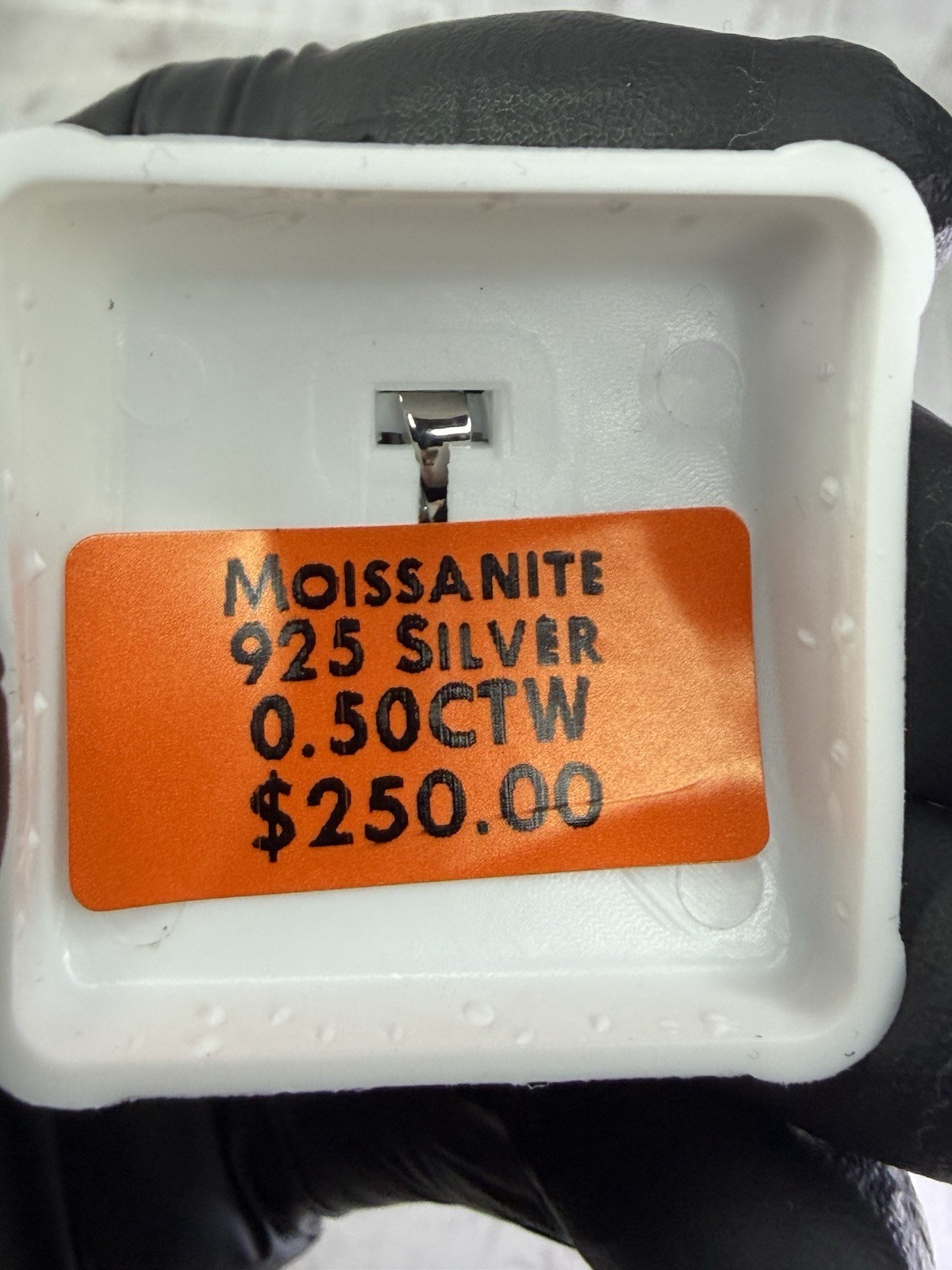925 Sterling Silver White/Colorless Moissanite AK-47 Rifle Charm Pendant 0.50CTW