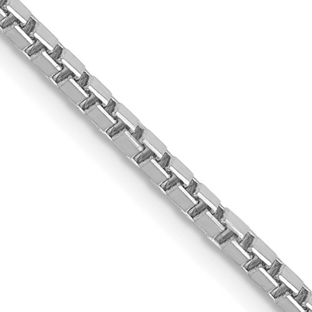Box Pendant Chain Necklace in 14K White Gold – 7″ -30″ Length