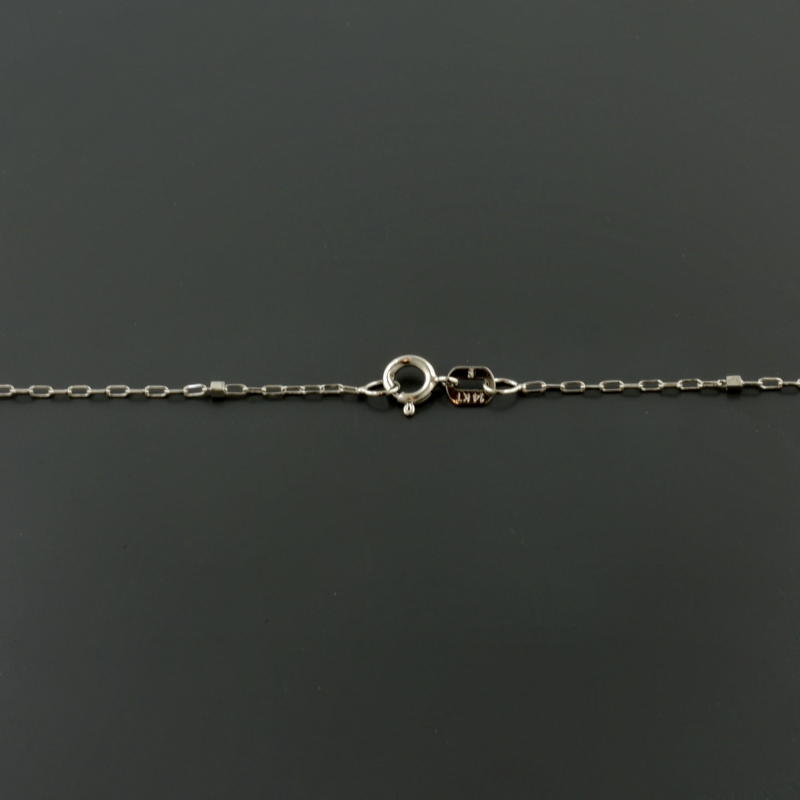 14K WHITE GOLD 1.1mm LONG CABLE W/BOX STATIONS 18″ PENDANT CHAIN NECKLACE