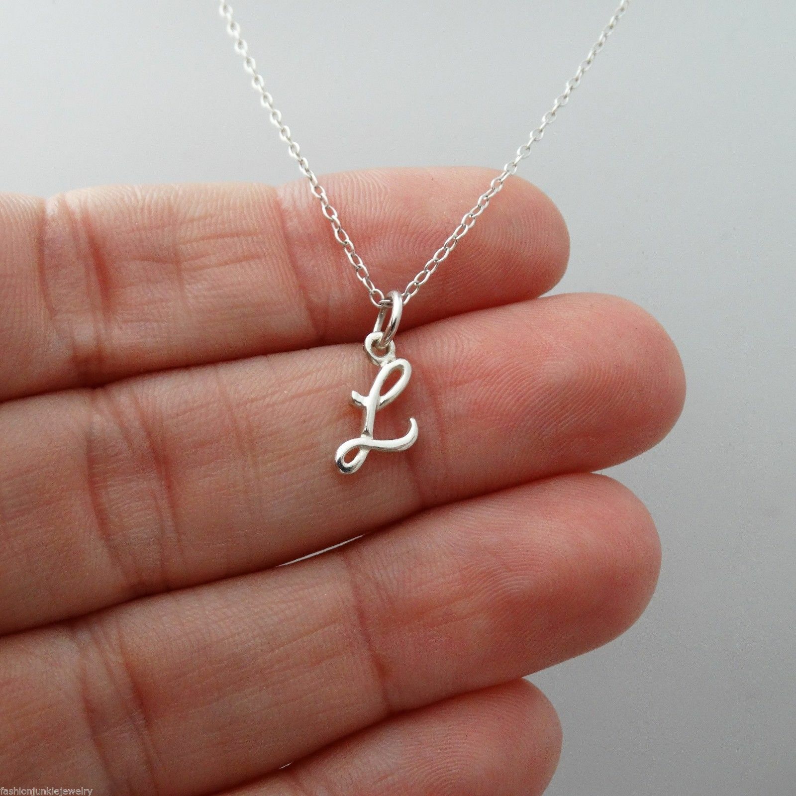 Tiny Initial Letter L Necklace – 925 Sterling Silver – Name L Letters Charm