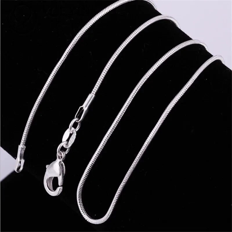 Chain Silver Necklace Rope Sterling Italian 16-30in Unisex Women Stainless Steel