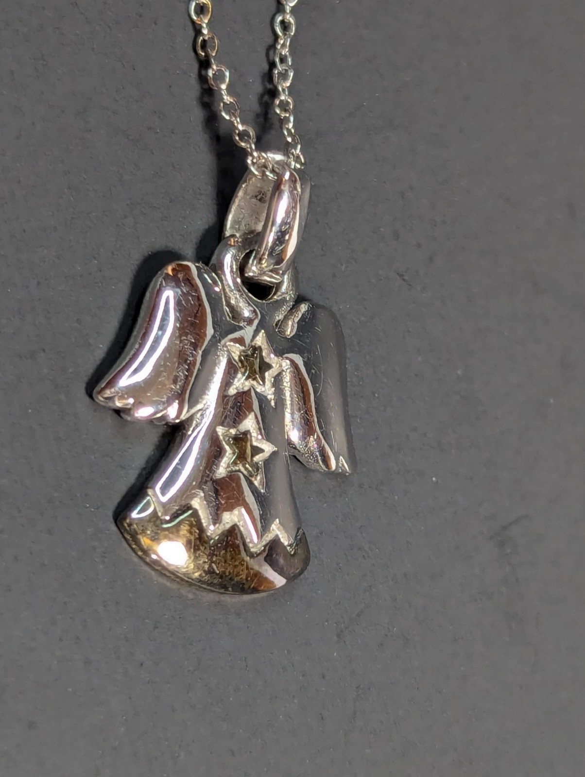 NF 925 Sterling Silver Angel Pendant 18″ Chain Necklace Thailand