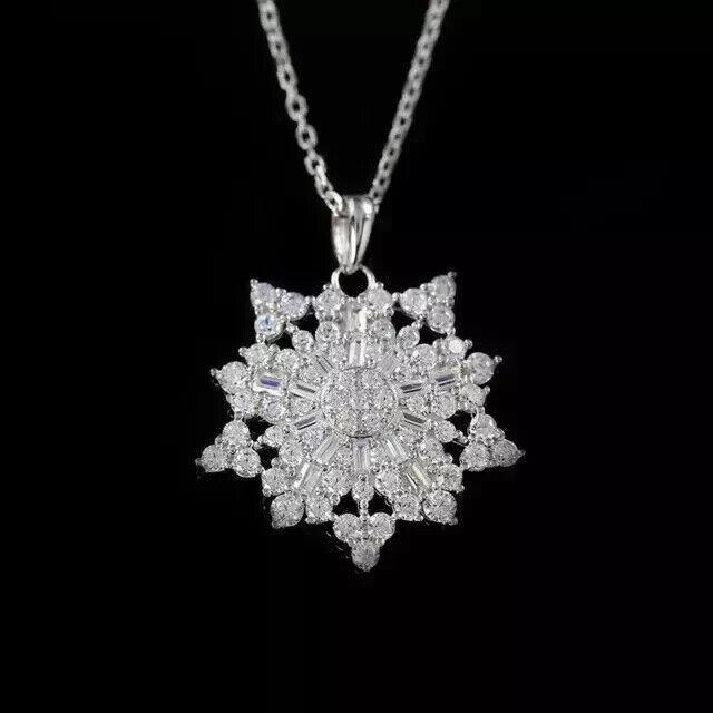 14K White Gold Plated Moissanite Round Cut 2Ct Women’s Beauty Pendant