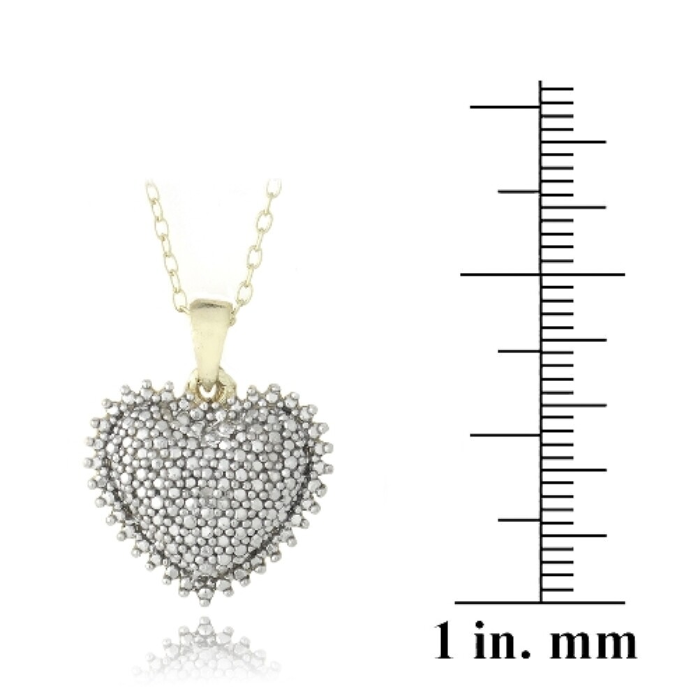 18K Gold over 925 Silver Diamond Accent Puffed Heart Necklace