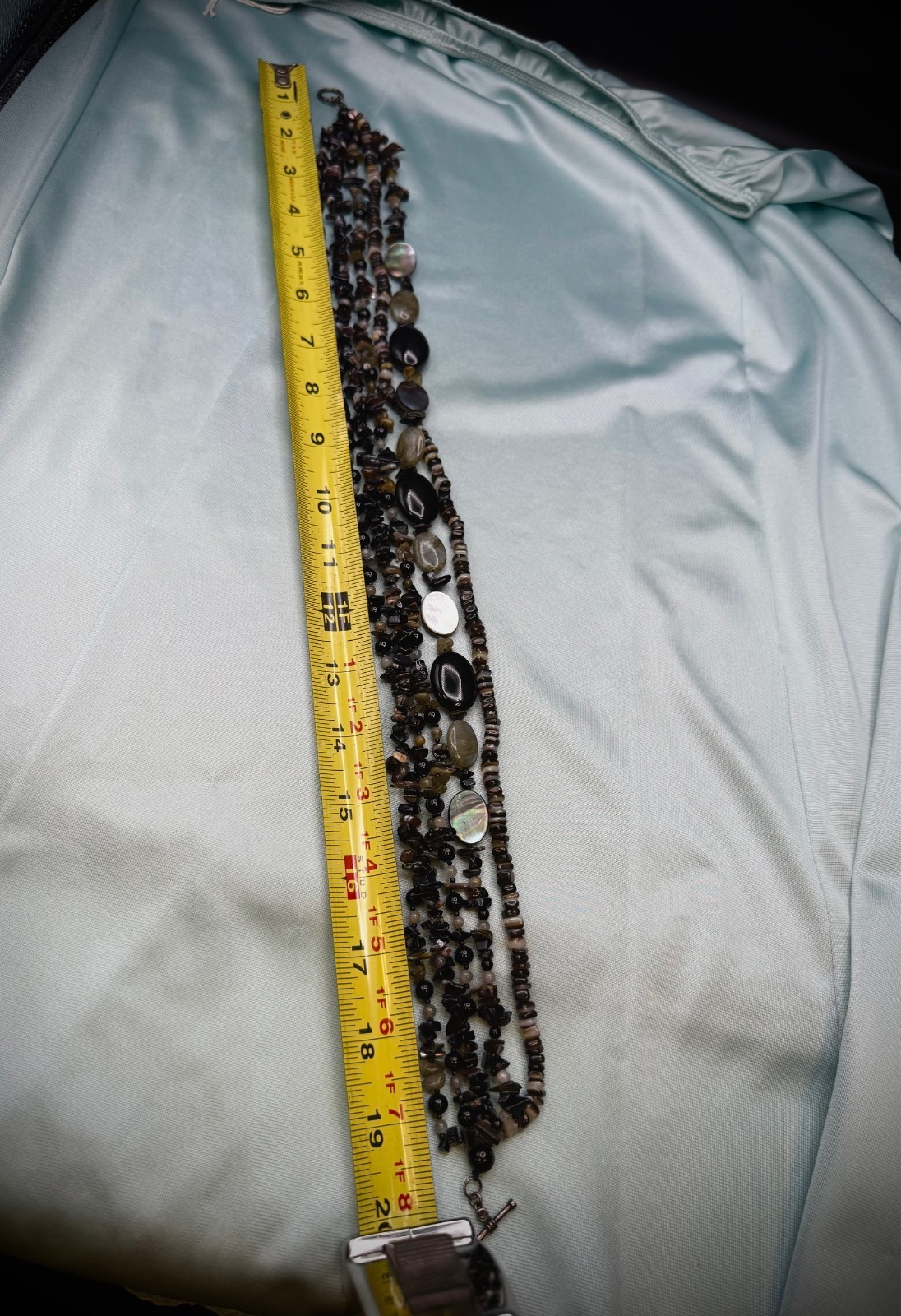 Lucas Lameth Moonstone, Shell, & Onyx Beaded Necklace 925