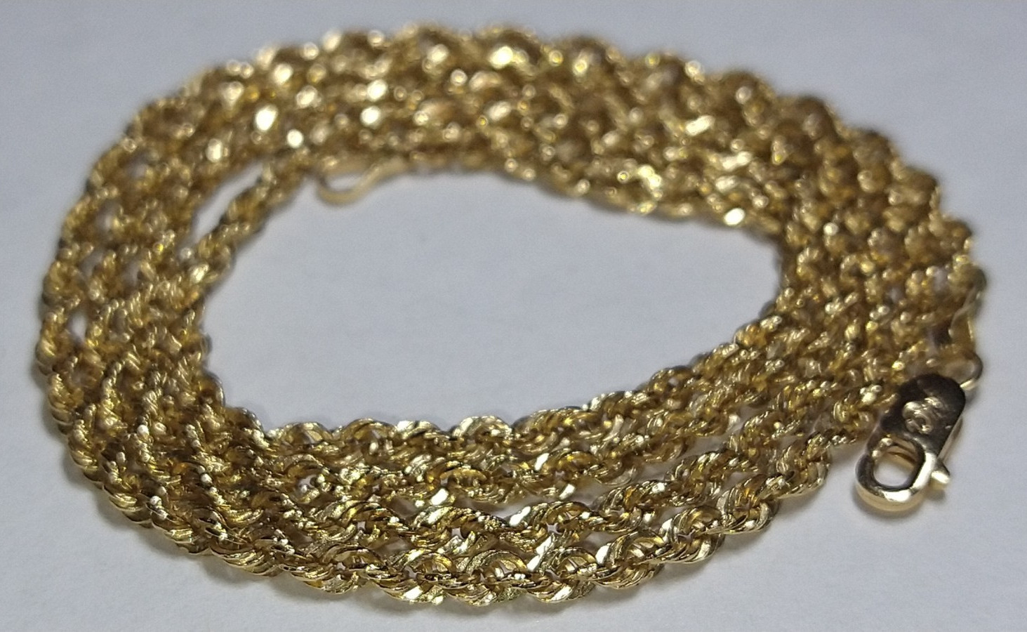14k gold 2.25mm hollow diamond-cut rope chain necklace 2.37 grams – 18.75″
