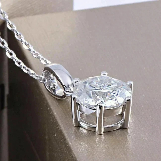 3.00Ct Round Cut Lab Created Diamond Solitaire Pendant In 14k White Gold Plated