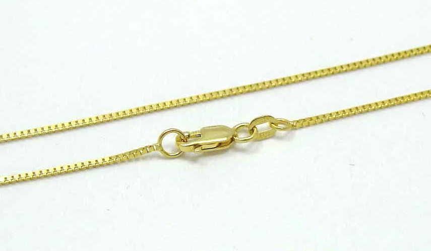 SOLID YELLOW GOLD 14K BOX LINK ITALIAN CHAIN 1MM / 18” LONG / LOBSTER LOCK