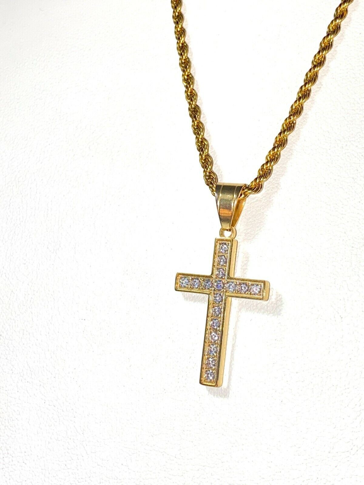 1Ct Round Cut GH/SI Natural Diamond Cross Unisex Pendant Solid 14k Yellow Gold