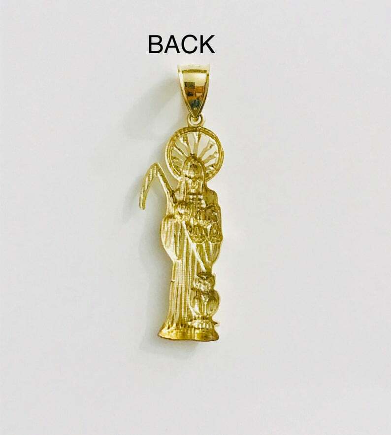 10K SOLID GOLD GRIM REAPER PENDANT- 55mm / 2.1 inches GOLD SANTA MUERTE – GP32