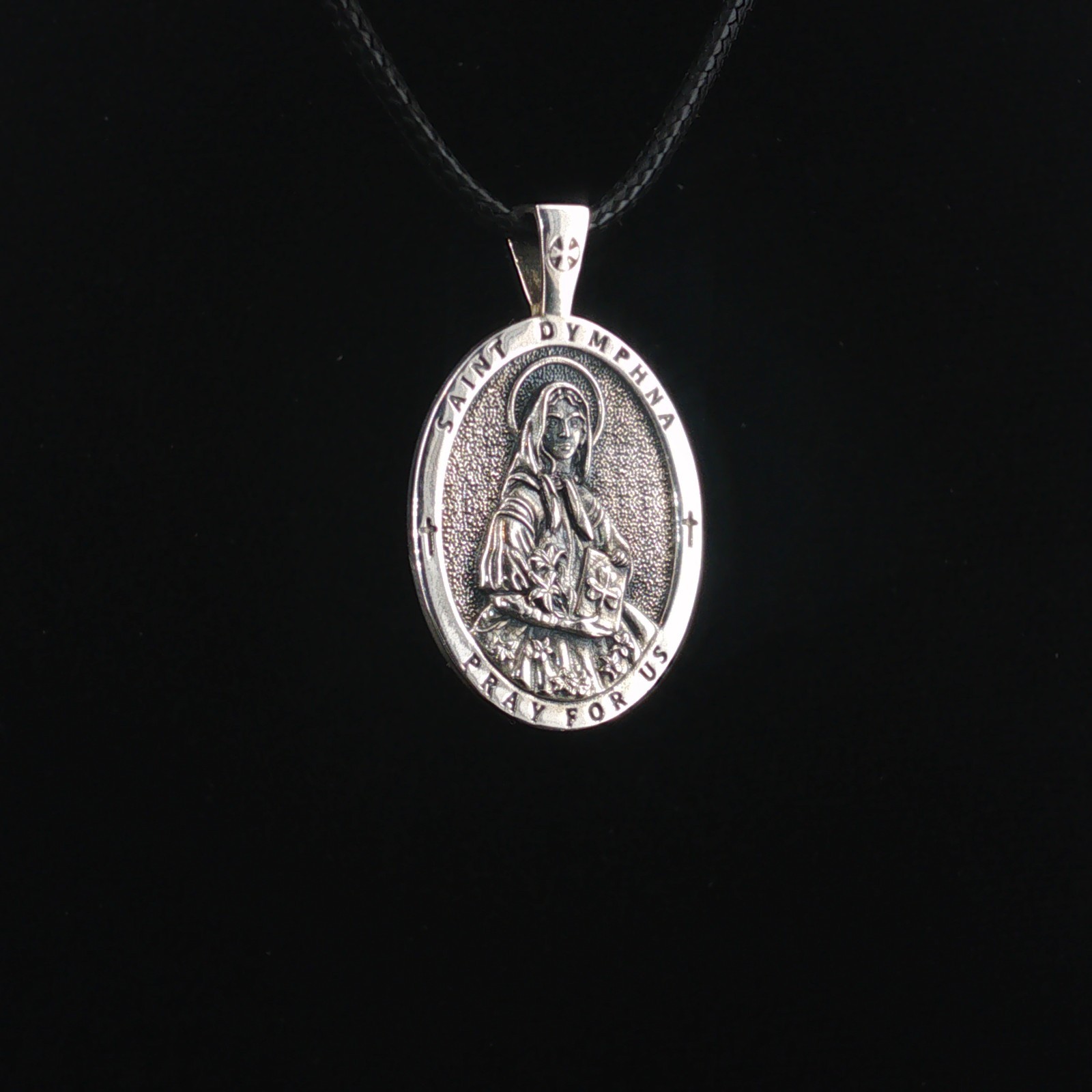Sterling Silver Saint Dymphna Two-Sided Necklace