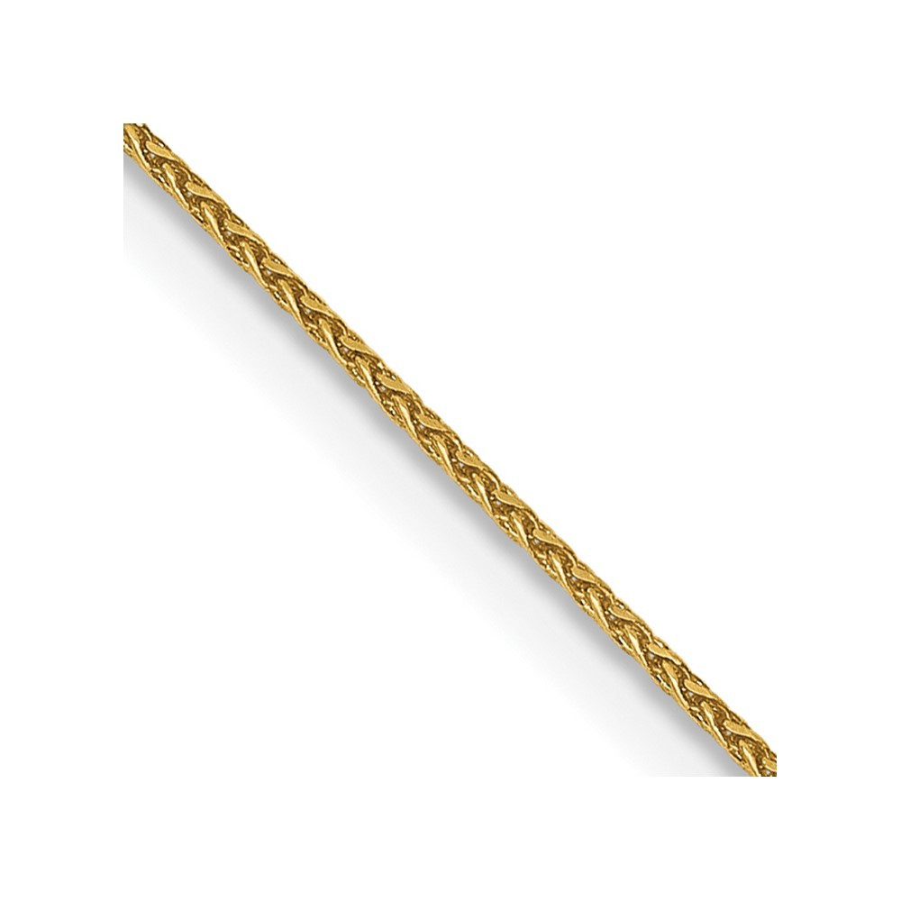 14k Yellow Gold Diamond-Cut 0.65mm Spiga Wheat Pendant Chain Necklace 18 Inch