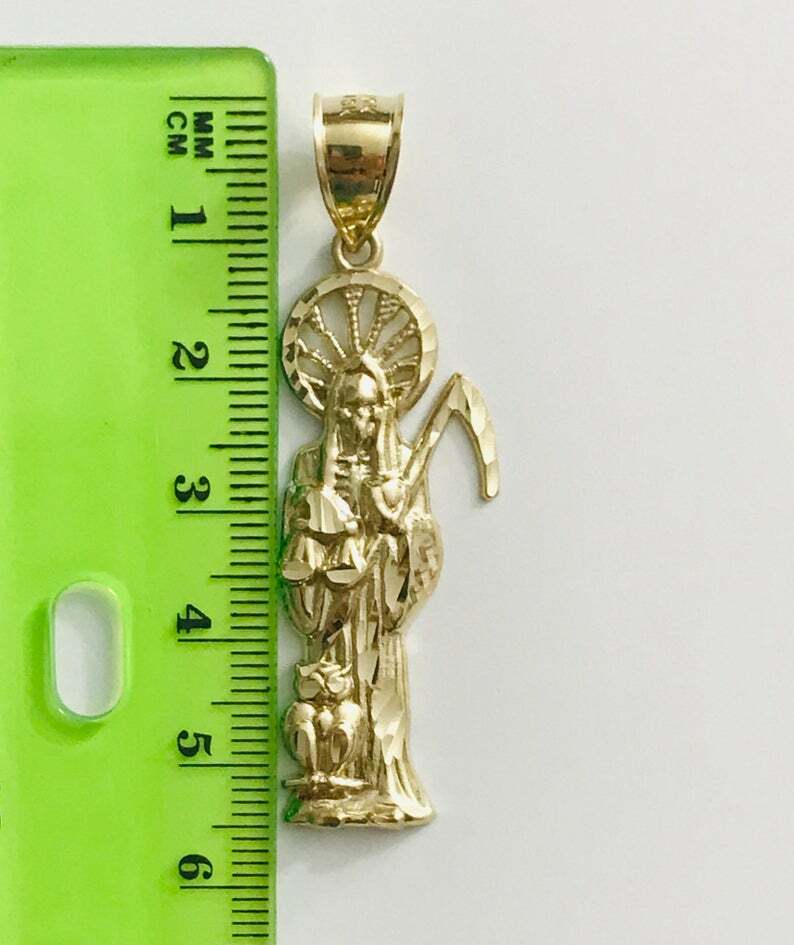 10K SOLID GOLD GRIM REAPER PENDANT- 55mm / 2.1 inches GOLD SANTA MUERTE – GP32