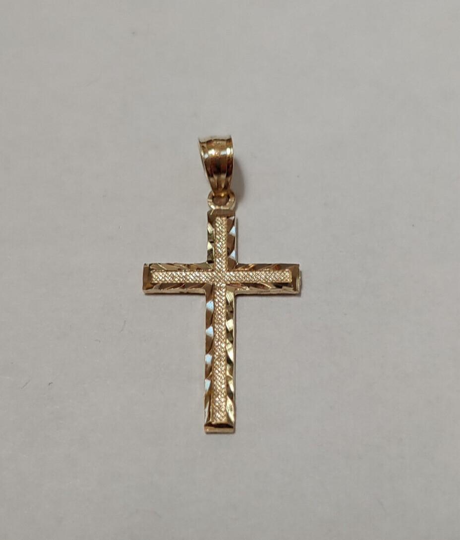 New 14k Yellow Gold Holy Cross Religious Charm Pendant