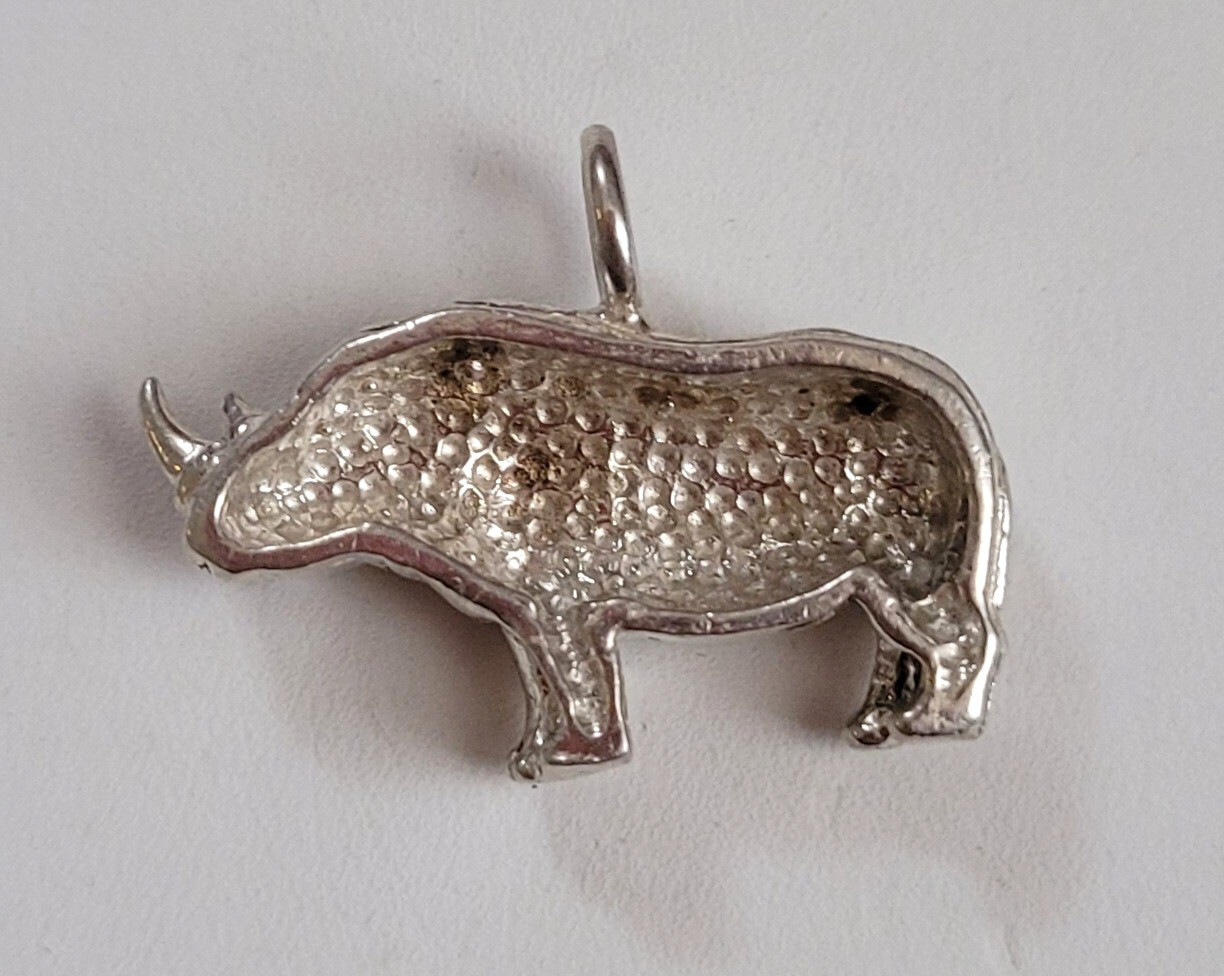 Vintage Sterling Silver RHINOCEROS PENDANT